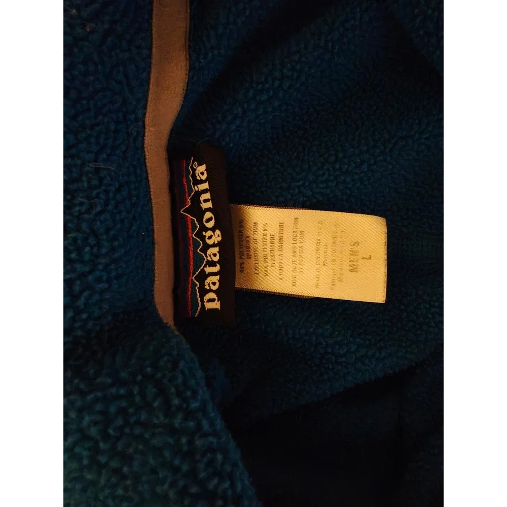 Patagonia R1 Pullover Mens Large Blue Grid Fleece Quarter Zip 47710 FA12 BBE